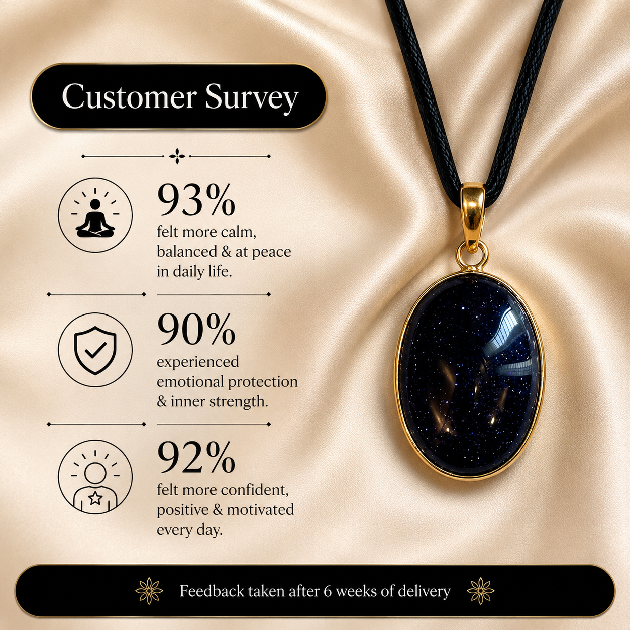 Aureon Midnight Goldstone Pendant – Confidence & Ambition Gemstone Necklace