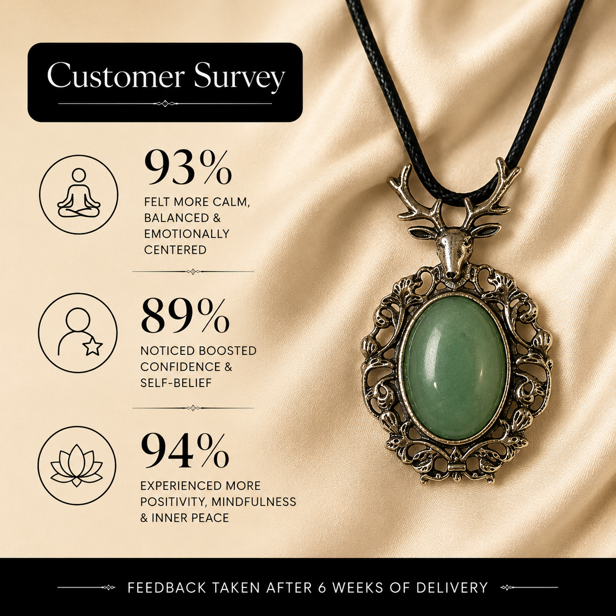 Cervara Green Aventurine Deer Pendant – Prosperity & Grace Symbol