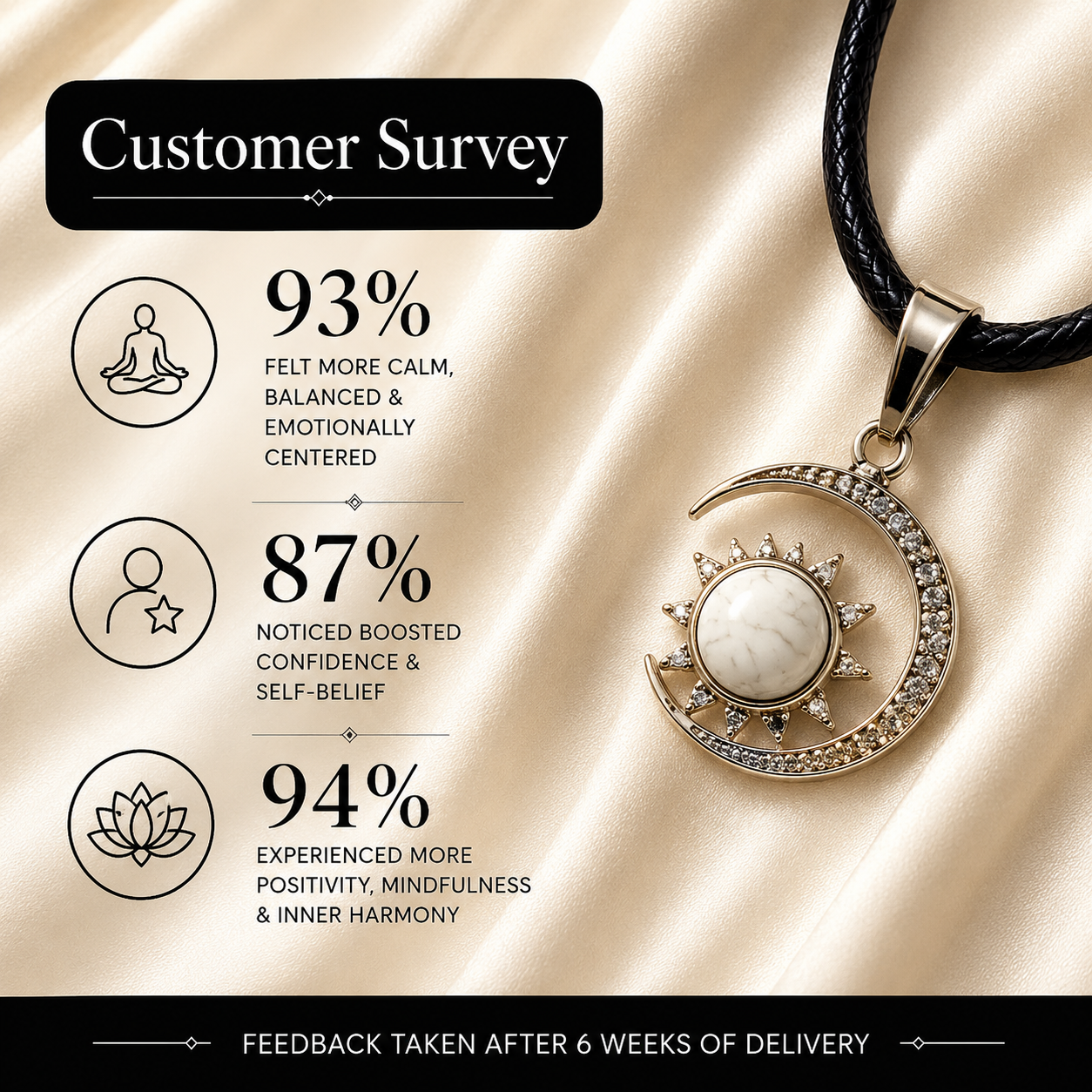 Aureluna Howlite Moon & Sun Pendant – Peace & Spiritual Balance Symbol