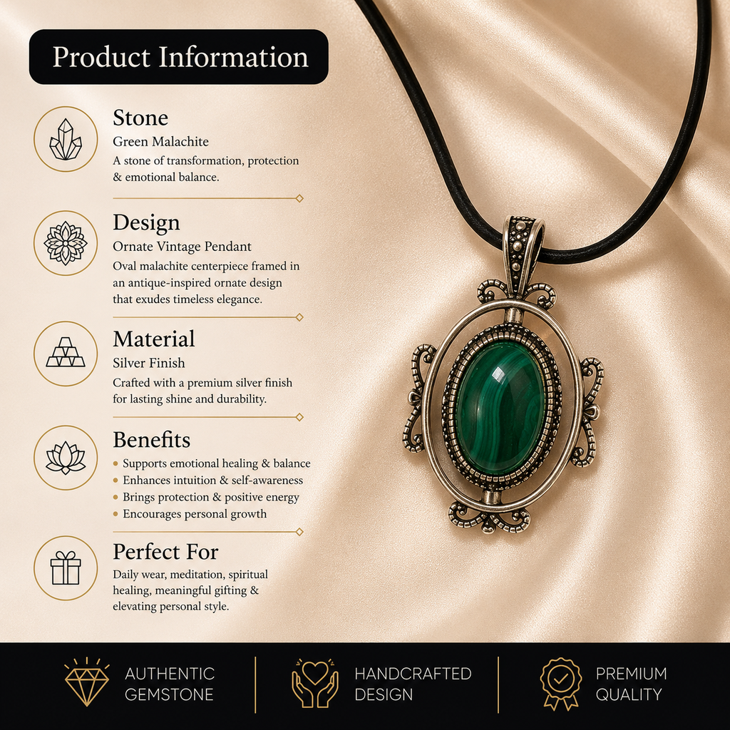 Auremaris Malachite Pendant – Transformation & Protection Symbol