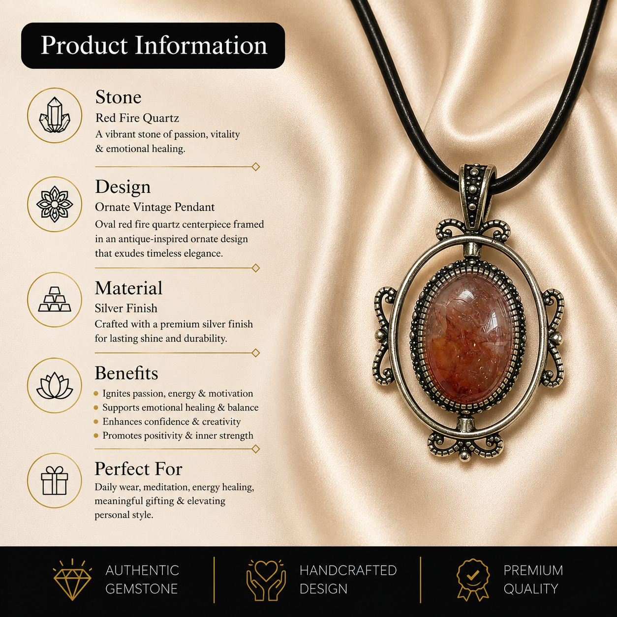 Auraflame Carnelian Pendant – Vitality & Confidence Symbol