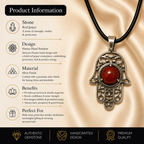 Aurehamsa Red Jasper Hamsa Pendant – Protection & Courage Symbol