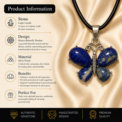 Auraflora Lapis Lazuli Butterfly Pendant – Wisdom & Transformation Symbol