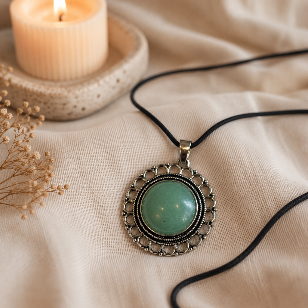 Aurevana Green Aventurine Pendant – Prosperity & Positive Energy Symbol
