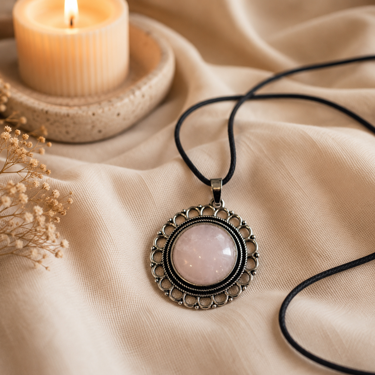 Aurelia Rose Quartz Pendant – Love & Emotional Harmony Symbol