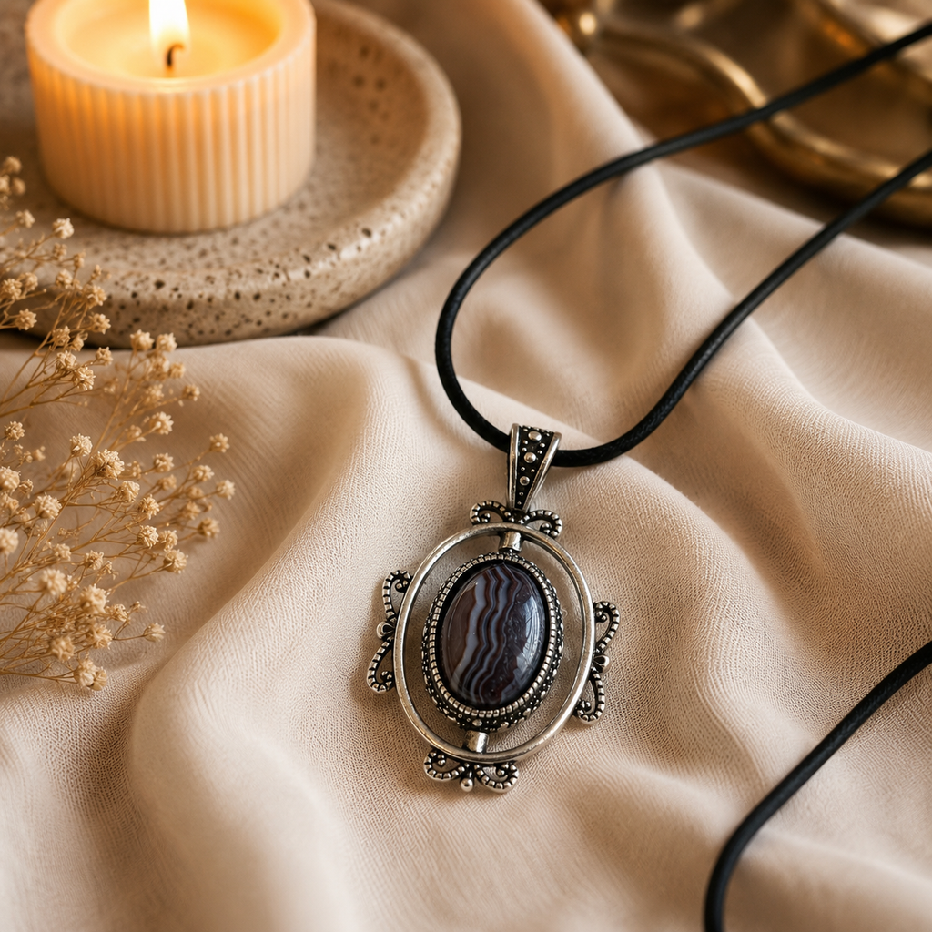 Aurestrix Botswana Agate Pendant – Stability & Inner Strength Symbol