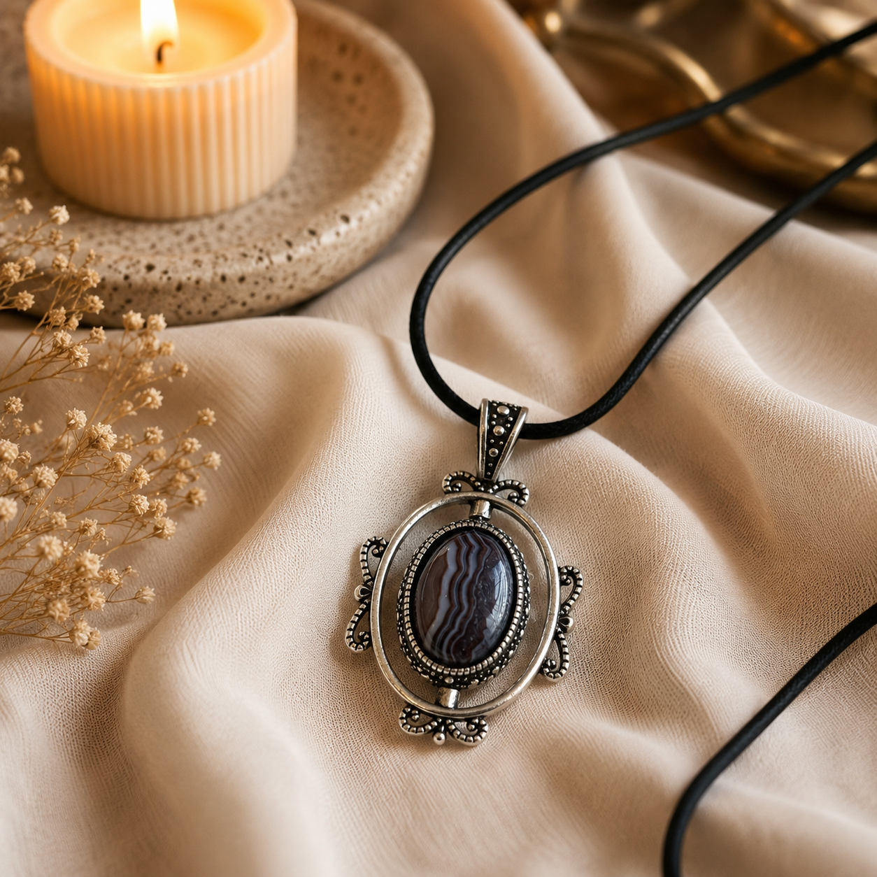 Aurestrix Botswana Agate Pendant – Stability & Inner Strength Symbol
