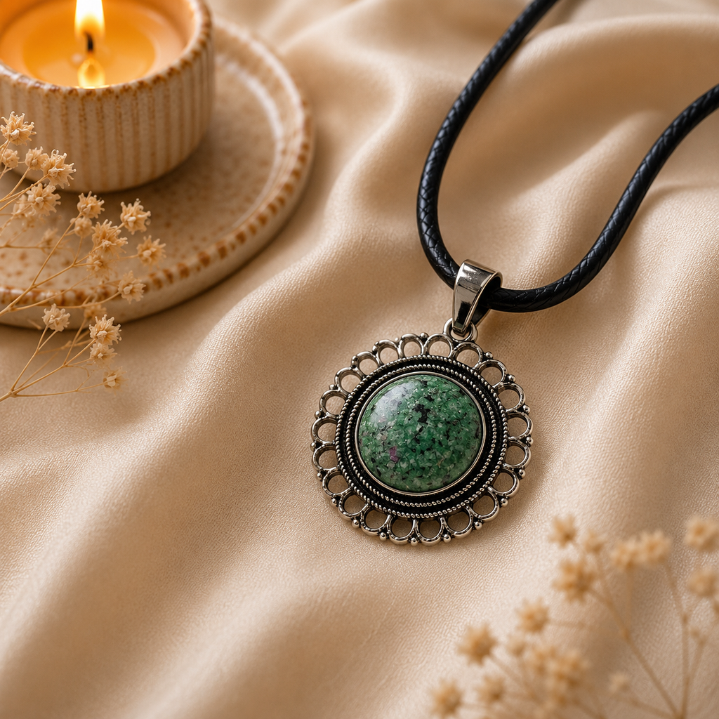 Aurelith Green Aventurine Pendant – Prosperity & Opportunity Symbol
