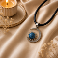 Aurezura Blue Howlite Moon & Sun Pendant – Clarity & Inner Peace Symbol