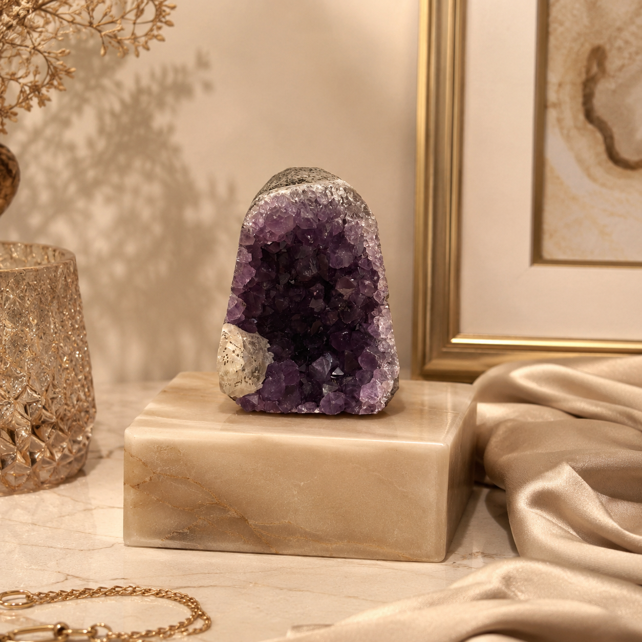 Aurevia Amethyst Crystal Geode Décor – Serenity & Positive Energy Symbol (184 gm)