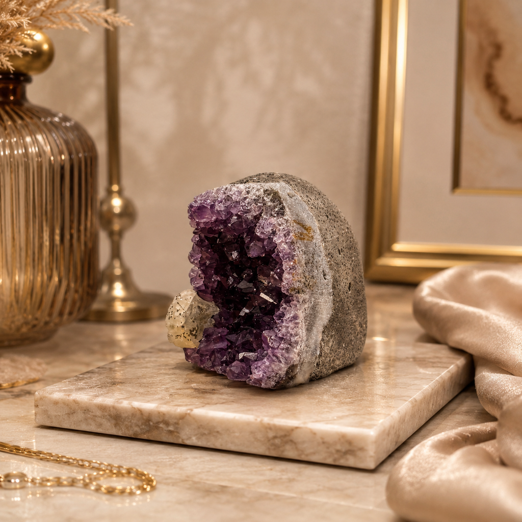 Aurevia Amethyst Crystal Geode Décor – Serenity & Positive Energy Symbol (184 gm)