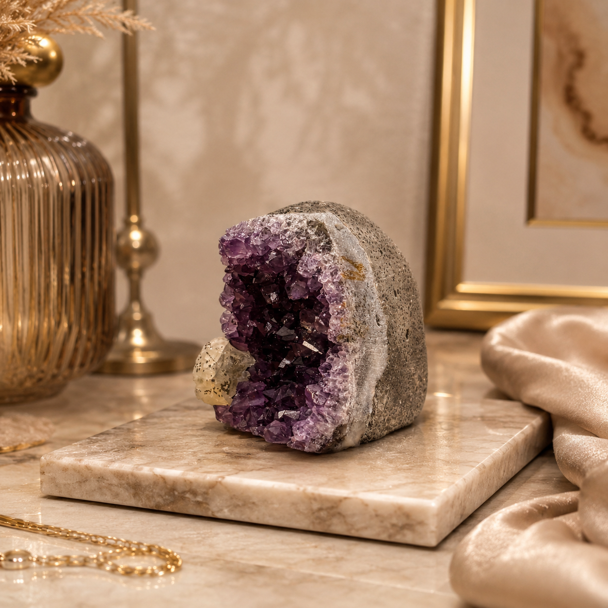 Aurevia Amethyst Crystal Geode Décor – Serenity & Positive Energy Symbol (184 gm)