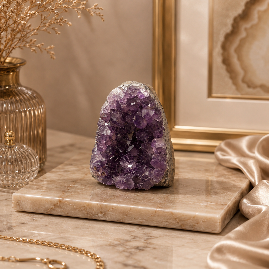 Aurevia Amethyst Crystal Geode Décor – Serenity & Positive Energy Symbol (182 gm)