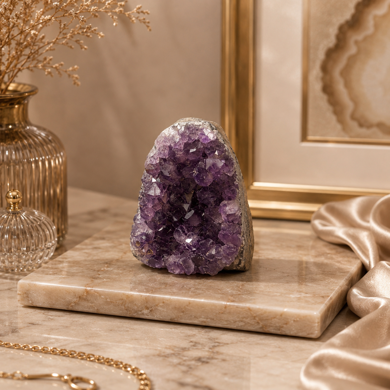Aurevia Amethyst Crystal Geode Décor – Serenity & Positive Energy Symbol (182 gm)