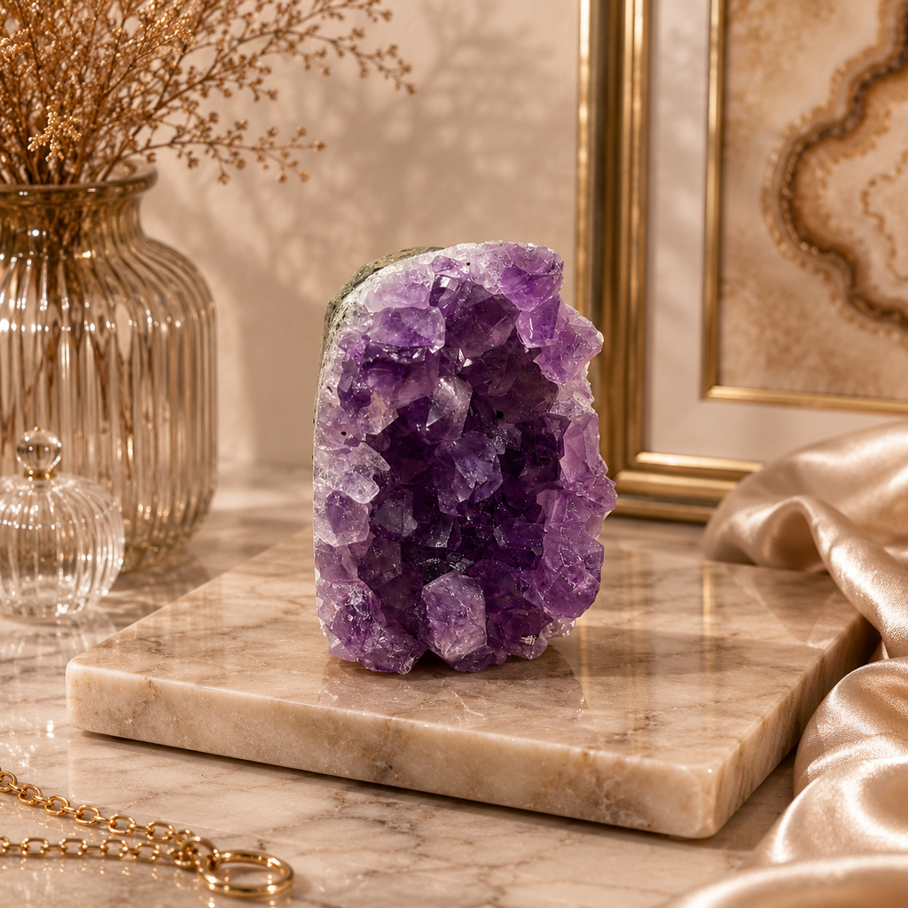 Aurevia Amethyst Crystal Geode Décor – Serenity & Positive Energy Symbol (190 gm)