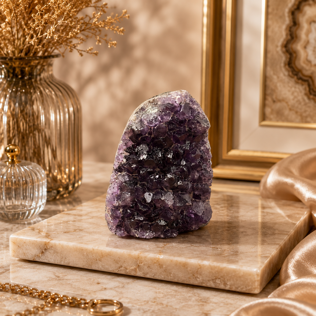 Aurevia Amethyst Crystal Geode Décor – Serenity & Positive Energy Symbol (164 gm)