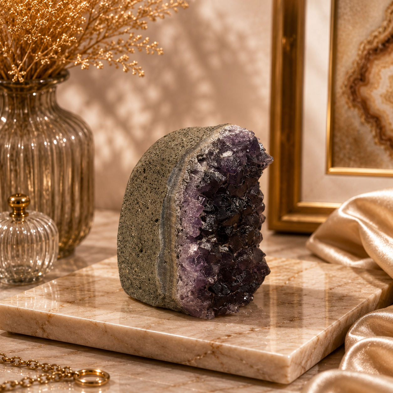 Aurevia Amethyst Crystal Geode Décor – Serenity & Positive Energy Symbol (164 gm)