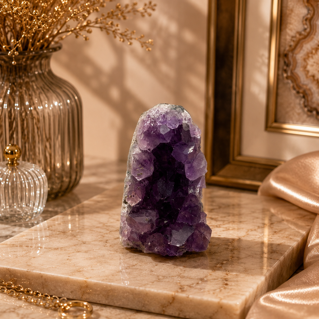 Aurevia Amethyst Crystal Geode Décor – Serenity & Positive Energy Symbol (104 gm)