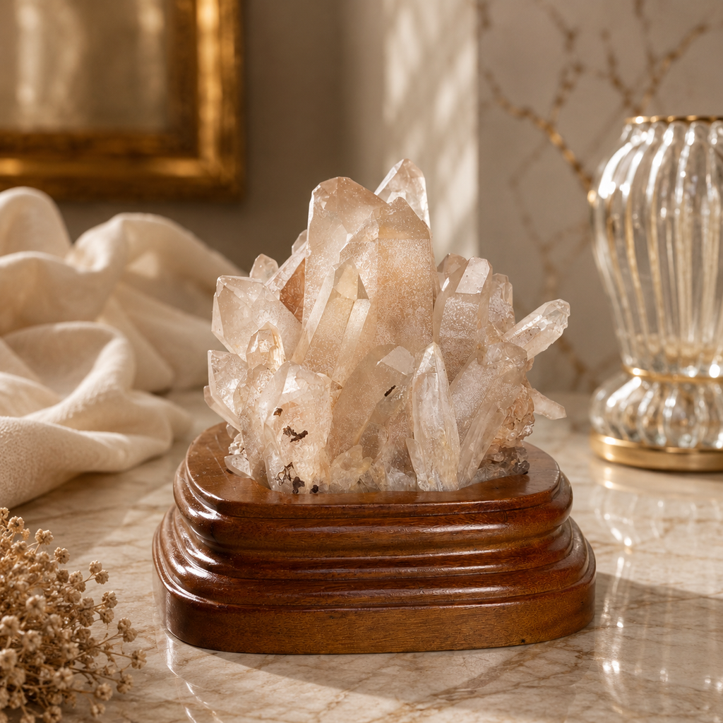 Aurelume Golden Quartz Crystal Cluster – Prosperity & Radiant Energy Décor | 3.9 Inch, 754 gm