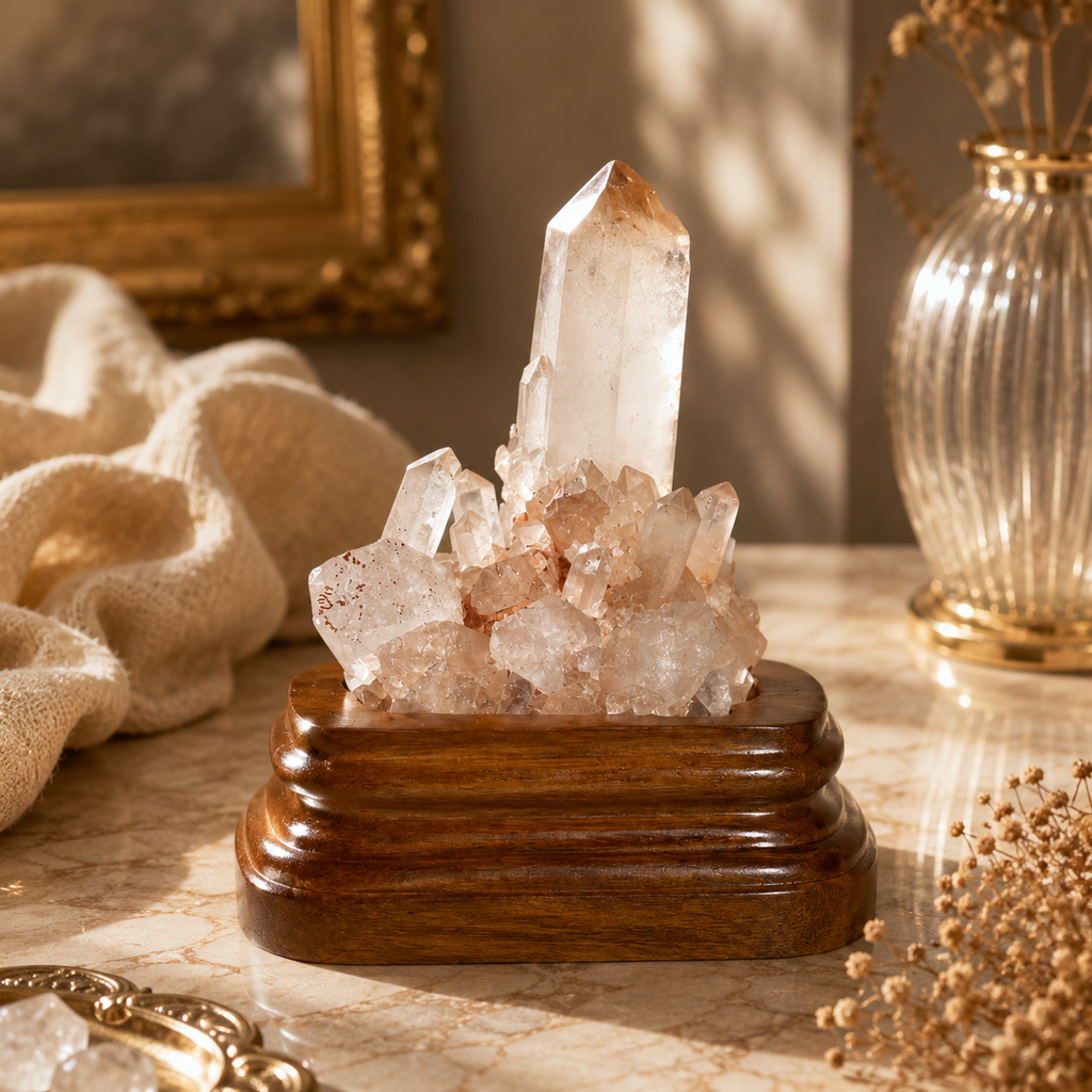 Auranova Golden Quartz Crystal Cluster – Clarity & Prosperity Décor | 4 Inch, 422 gm