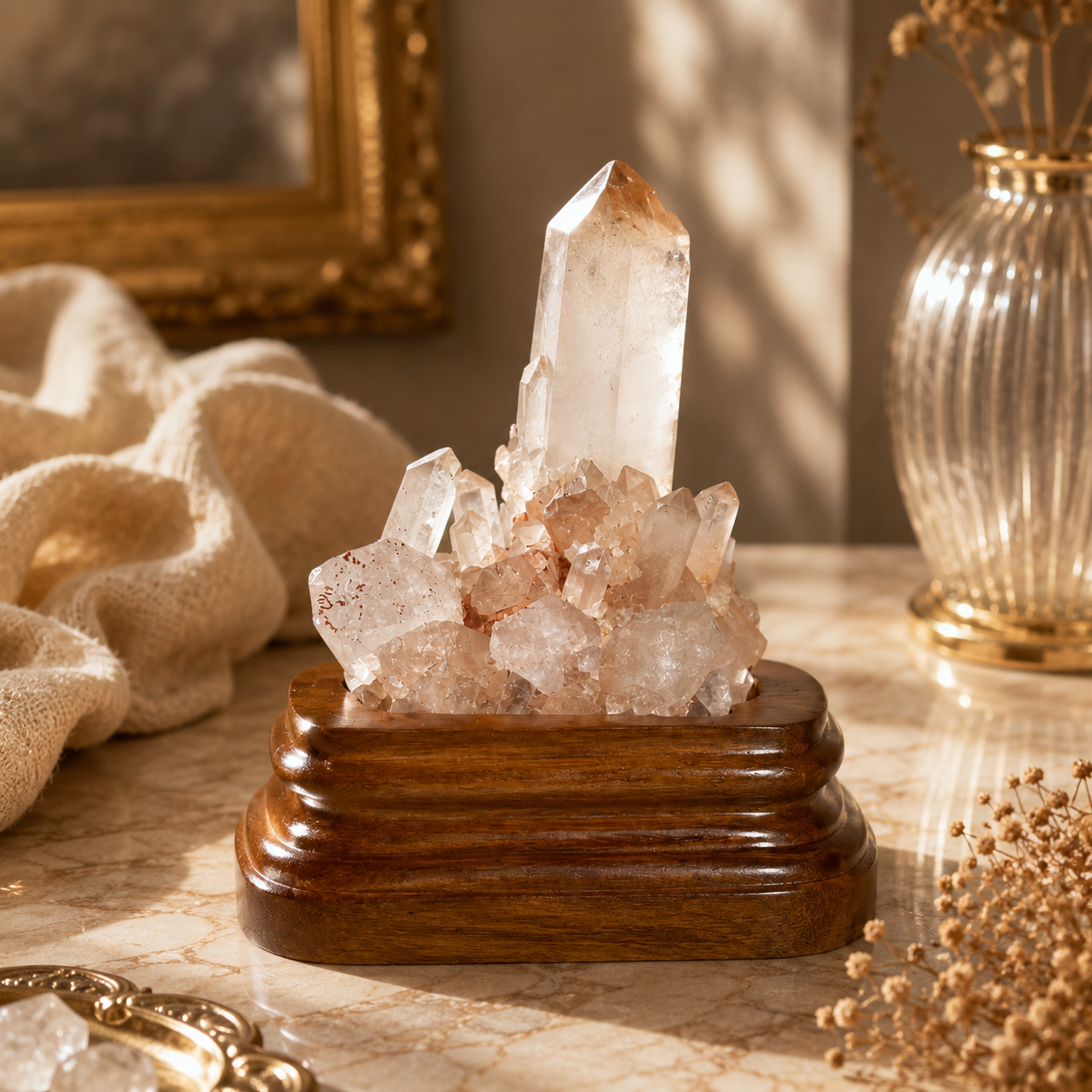 Auranova Golden Quartz Crystal Cluster – Clarity & Prosperity Décor | 4 Inch, 422 gm
