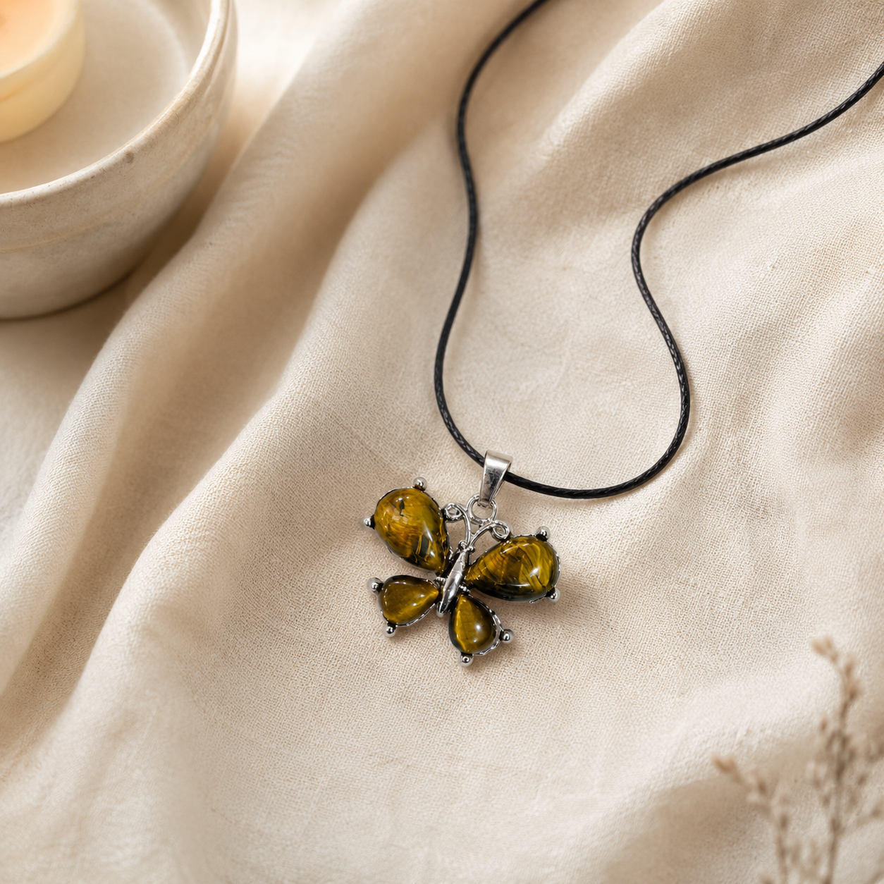 Auravelle Tiger Eye Butterfly Crystal Pendant – Courage & Transformation Symbol (15 gm)