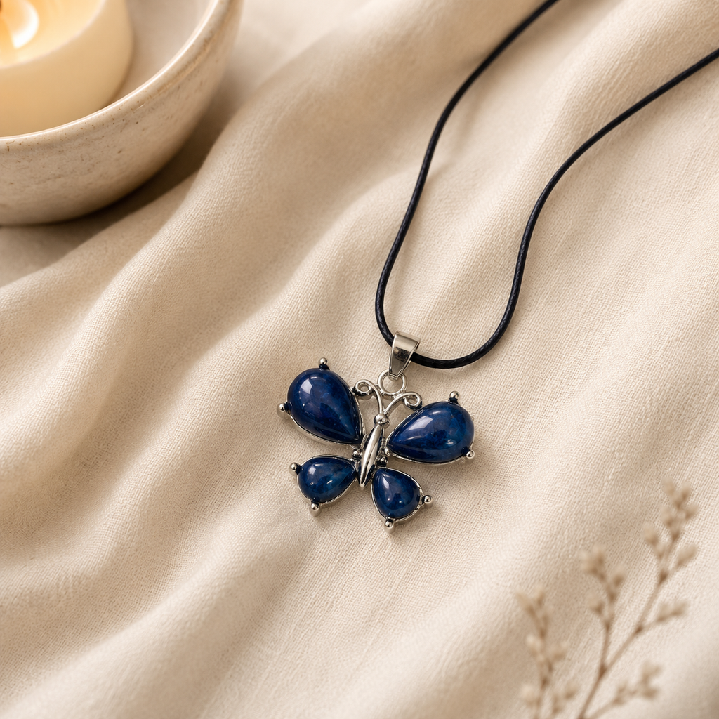 Celestivra Blue Aventurine Butterfly Crystal Pendant – Peace & Intuition Symbol (15 gm)