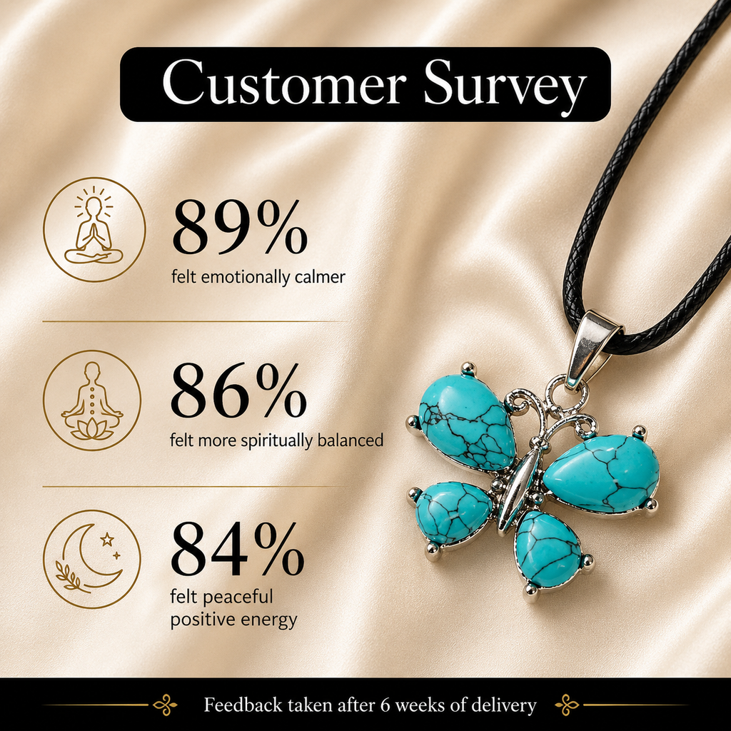 Azurelith Turquoise Butterfly Crystal Pendant – Serenity & Protection Symbol (15 gm)