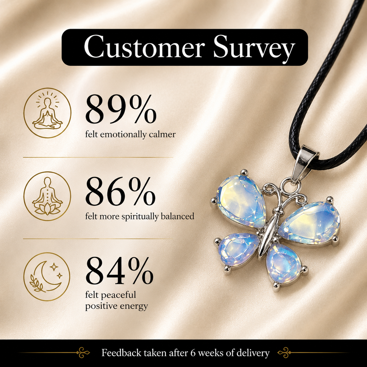 Lunavelle Opalite Butterfly Crystal Pendant – Serenity & Intuition Symbol (15 gm)