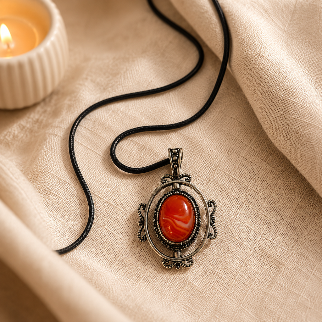 Carnelith Carnelian & Amethyst Crystal Pendant – Confidence & Vitality Symbol (20 gm)