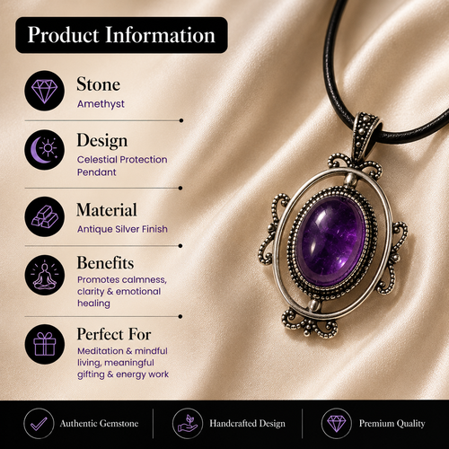 Amethyst Crystal Pendant – Calmness & Spiritual Protection Symbol (20 gm)