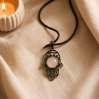 Rosavelle Rose Quartz Hamsa Protection Pendant – Love & Emotional Harmony Symbol (10 gm)