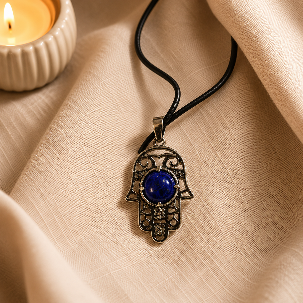 Lazurielle Lapis Lazuli Hamsa Protection Pendant – Wisdom & Truth Symbol (10 gm) Product Description