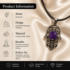 Amethra Hamsa Amethyst Protection Pendant – Calmness & Spiritual Balance Symbol (10 gm)