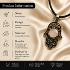 Rosavelle Rose Quartz Hamsa Protection Pendant – Love & Emotional Harmony Symbol (10 gm)