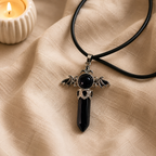 Nocturique Black Obsidian Crystal Pendant – Protection & Grounding Symbol (20 gm)