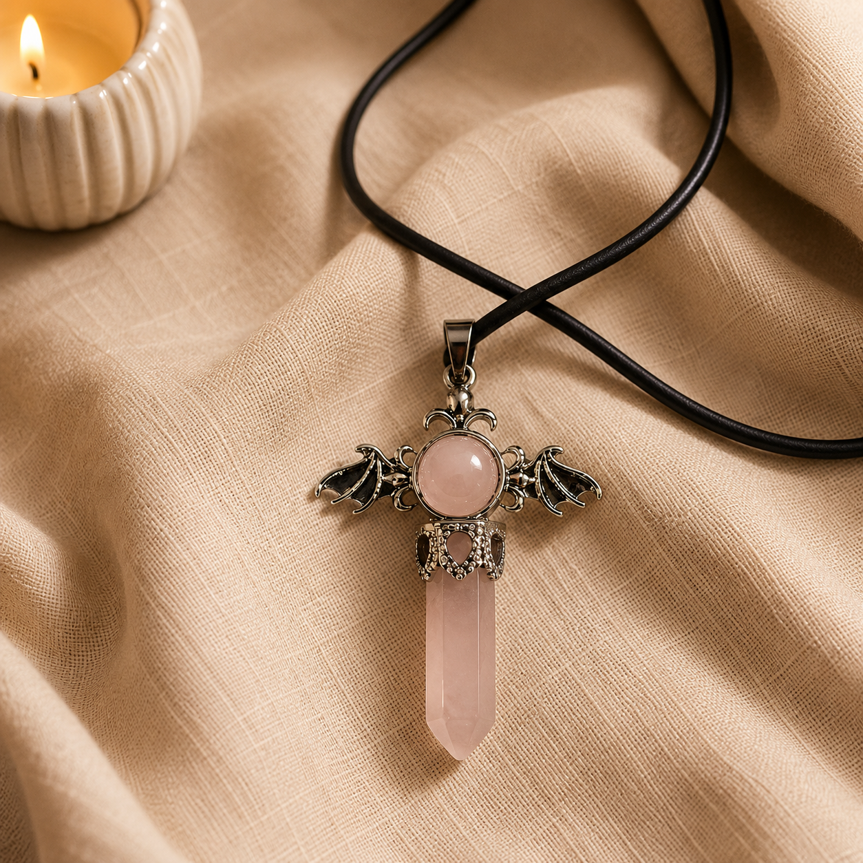 Roselith Rose Quartz Crystal Pendant – Love & Emotional Healing Symbol (20 gm)
