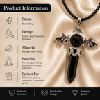 Nocturique Black Obsidian Crystal Pendant – Protection & Grounding Symbol (20 gm)