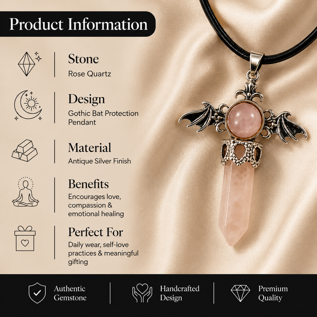 Roselith Rose Quartz Crystal Pendant – Love & Emotional Healing Symbol (20 gm)
