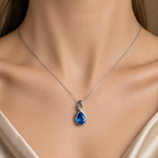 Aureline Blue Crystal Pendant – Elegant Teardrop Artificial Necklace, Luxury Fashion Symbol