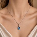 Celestique Blue Crystal Pendant – Elegant Artificial Silver Necklace, Grace & Luxury Symbol