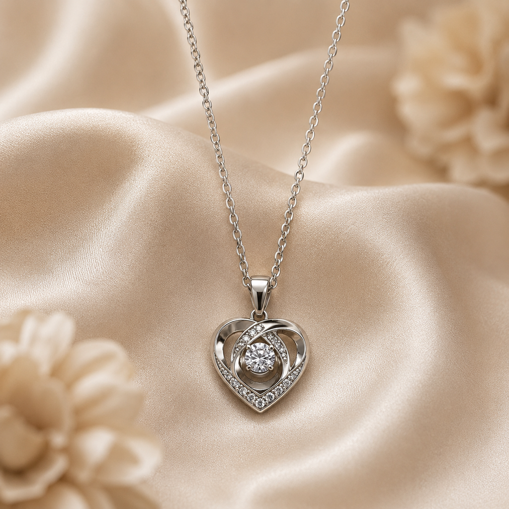 Amouréa Heart Crystal Pendant – Elegant Artificial Necklace, Love & Timeless Grace Symbol