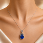Noiréva Blue Crystal Pendant – Elegant Artificial Necklace, Royal Grace & Luxury Symbol