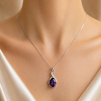 Violetta Purple Crystal Pendant – Elegant Artificial Necklace, Grace & Royal Elegance Symbol