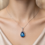 Azurielle Blue Crystal Pendant – Luxury Artificial Necklace, Elegance & Royal Charm Symbol