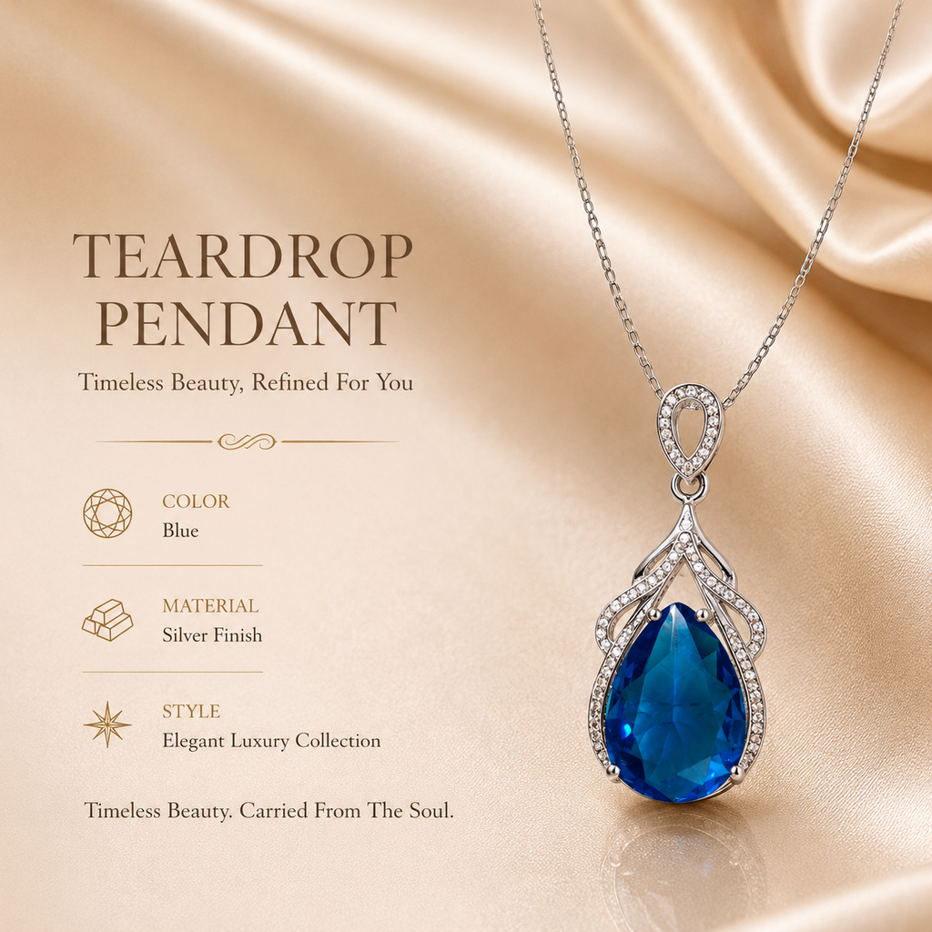 Azurielle Blue Crystal Pendant – Luxury Artificial Necklace, Elegance & Royal Charm Symbol