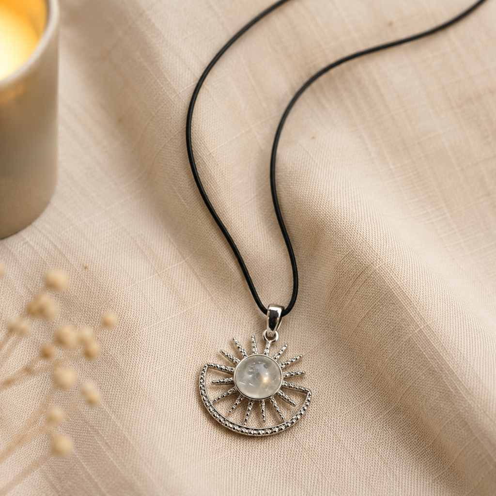 Lunavelle Amethyst Energy Pendant – Celestial Crystal Necklace, Calm & Intuition Symbol (15 gm)