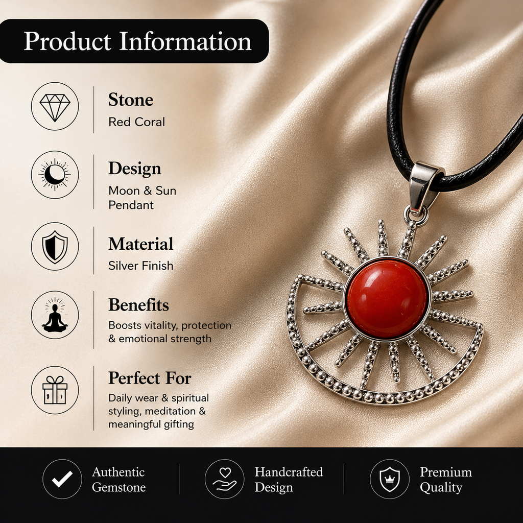 Solaristra Amethyst Energy Pendant – Red Carnelian Celestial Necklace, Passion & Vitality Symbol (15 gm)