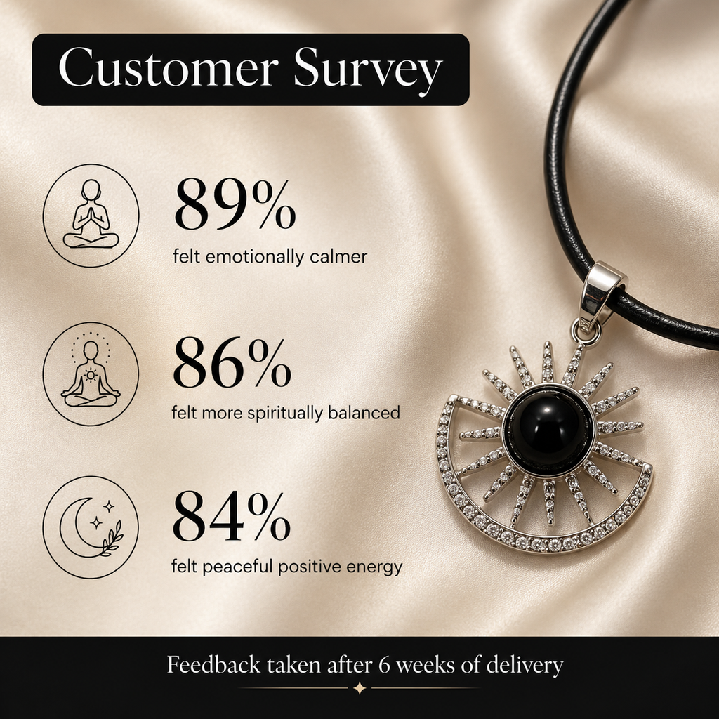 Noctivara Amethyst Energy Pendant – Black Onyx Celestial Necklace, Protection & Strength Symbol (15 gm)