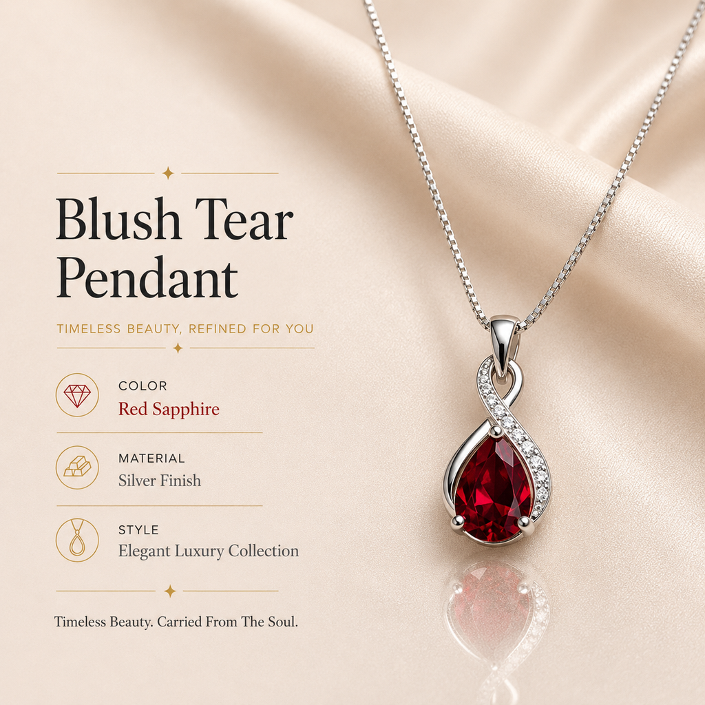 Rubelisse Red Crystal Pendant – Elegant Artificial Necklace, Passion & Luxury Symbol